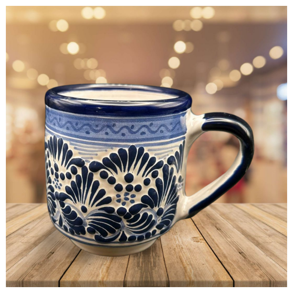 Taza talavera diseño arbustos