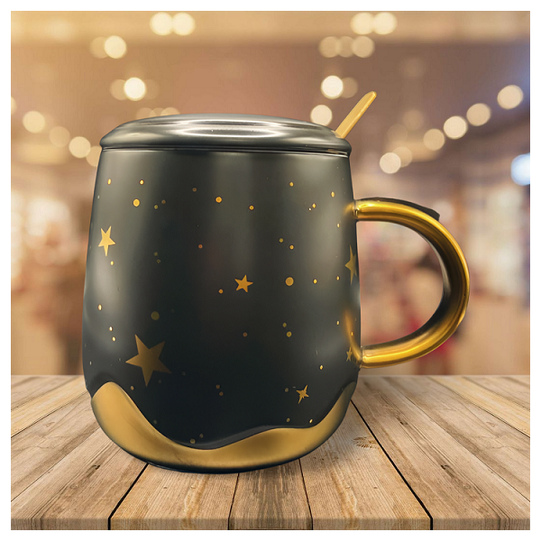 Taza Negra Estrellas