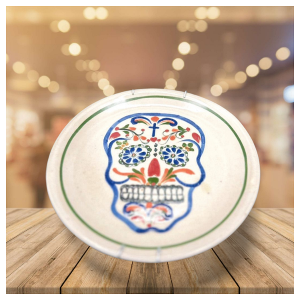 Plato de Calavera de Cerámica para Alta Temperatura Azul